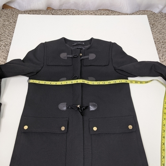 Zara Duffle Style Horn Toggle Black Pea Coat Jacket - Picture 9 of 10